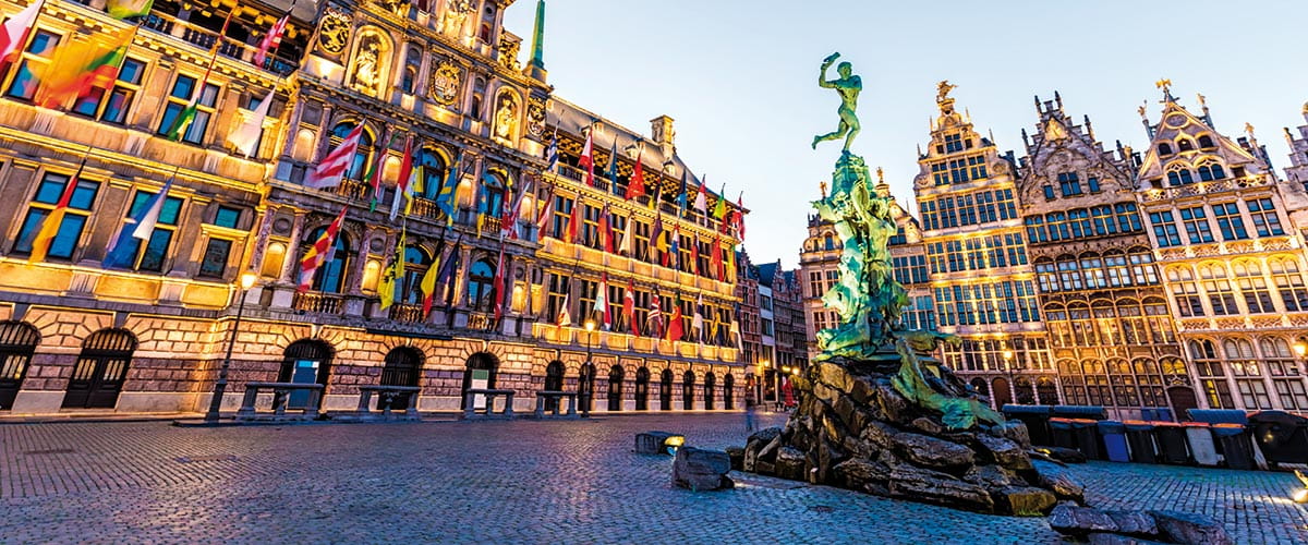 Antwerp's Market Square at sunset, Belgium